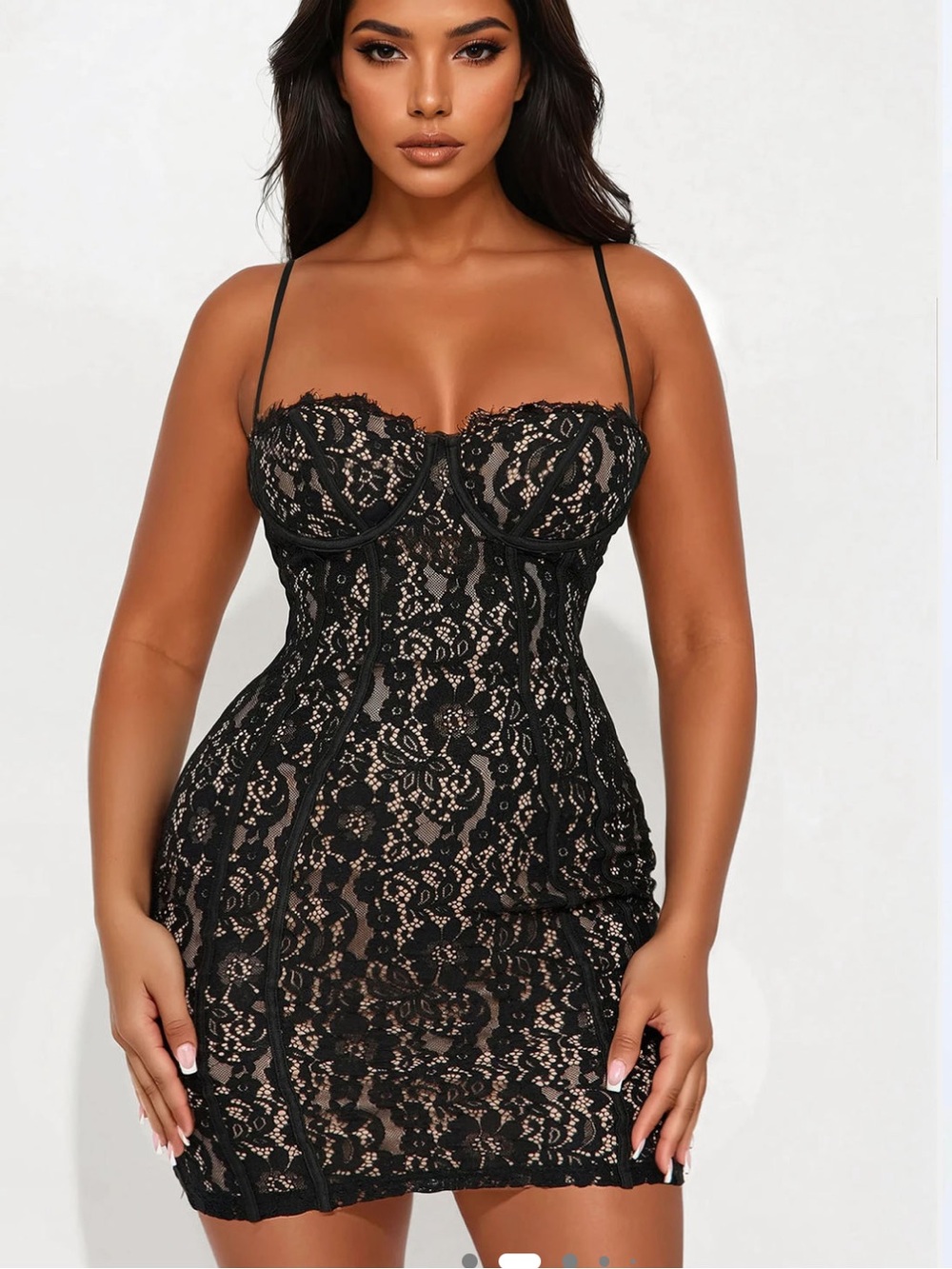 Fashion Nova Black Lace Underwire Mini Dress